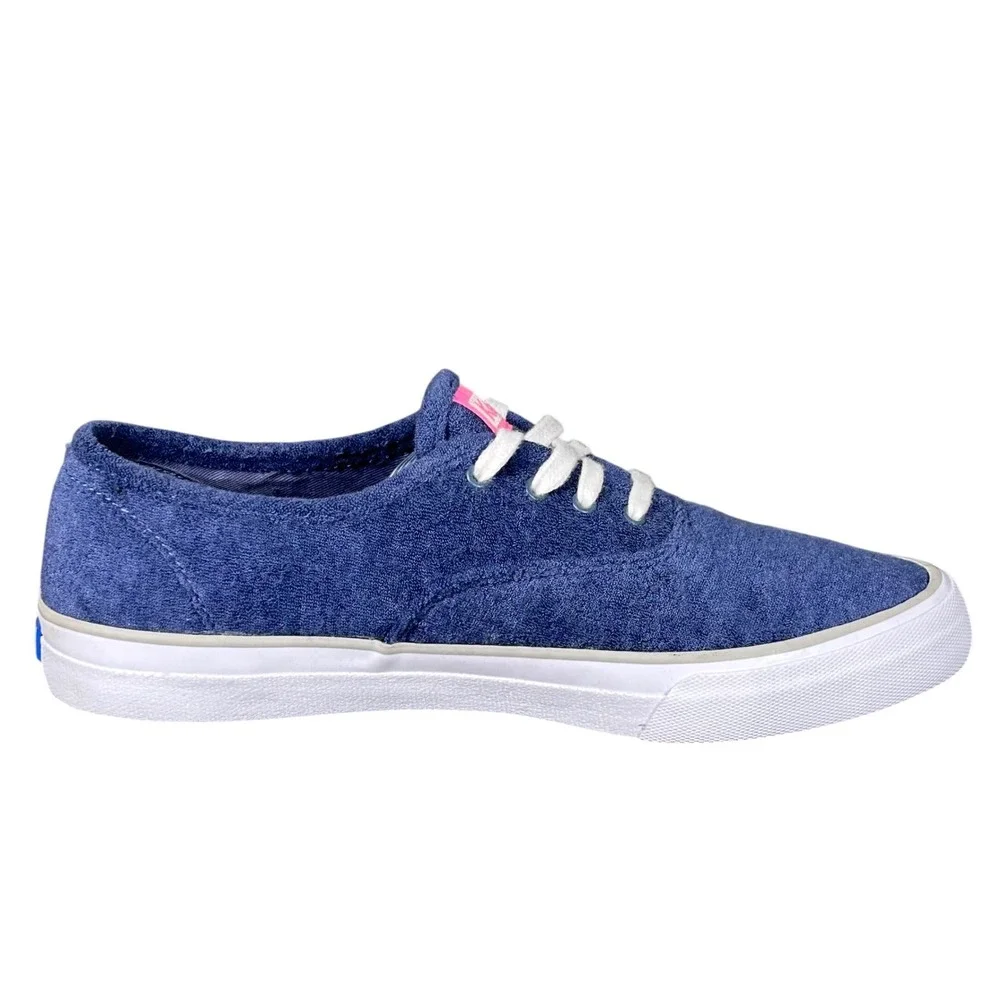 Keds Womens Blue Terry Cloth Lace Up‎ Sneaker Shoes Size 9.5 Preppy Nautical
